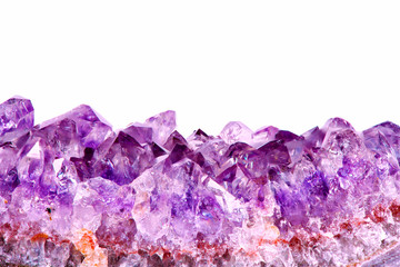 macro view of  a raw fragment of amethyst mineral gem stone