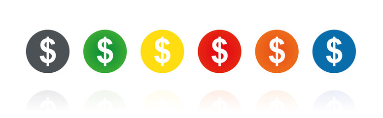 Dollar - Geld - Farbige Buttons