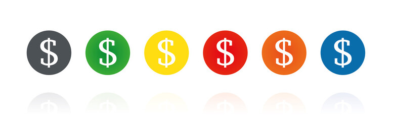 Fototapeta premium Dollar - USD - Farbige Buttons