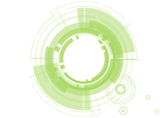 vector abstract technology green circles on white background.