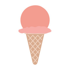 colorful silhouette of ice cream ball in cone and without contour vector illustration