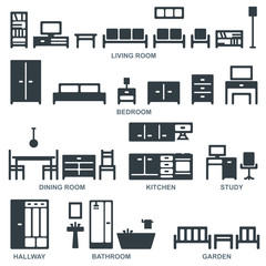 Vector furniture silhouette icons 2