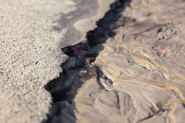 Sand surface with the relief formed by water currents