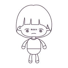 monochrome silhouette of kawaii little boy with facial expression bored vector illustration