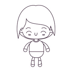 monochrome silhouette of kawaii little boy with happiness facial expression vector illustration