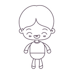 monochrome silhouette of kawaii little boy with facial expression laughing vector illustration