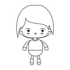 monochrome silhouette of kawaii little boy with facial expression of surprise vector illustration