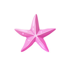 Bright cartoon starfish icon. Colorful sea star symbol isolated on white background. Vector illustration.