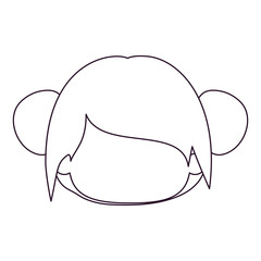 monochrome silhouette of faceless head of little girl with double buns hairstyle vector illustration