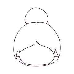 monochrome silhouette of faceless head of little girl with collected hair vector illustration