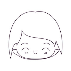 monochrome silhouette of kawaii head of little boy with happiness facial expression in close up vector illustration