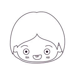 monochrome silhouette of kawaii head of little boy smiling in closeup vector illustration