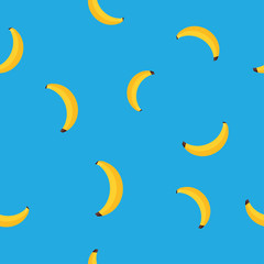 Vector pattern of bananas on blue background