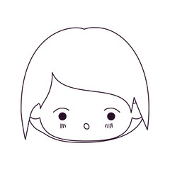 monochrome silhouette of kawaii head of little boy with facial expression of surprise vector illustration