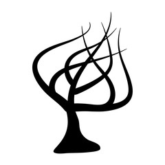 Tree silhouette isolated illustration on white background
