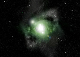 Stars, dust and gas nebula in a far galaxy