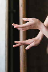 Hands of a ballerina close-up