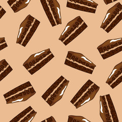 Seamless pattern with hand drawn pieces of cake.