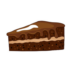 Hand drawn chocolate cake isolated on white background.