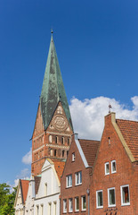 Fototapeta na wymiar Skyline of Luneburg with the tower of the St. Johannis church
