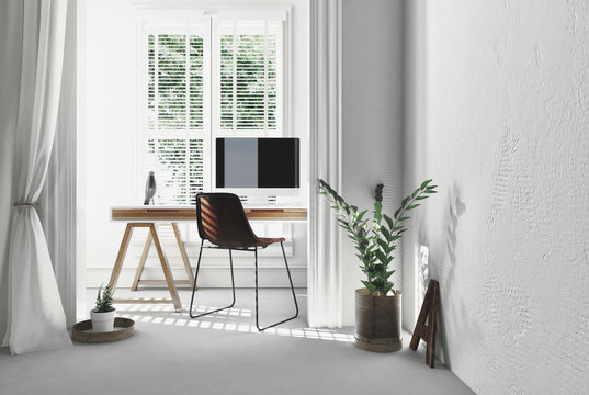 Modern simple office with trestle desk