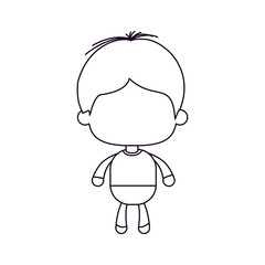 monochrome silhouette of faceless little boy with short hair vector illustration