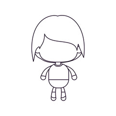 monochrome silhouette of faceless little boy with short wavy hair vector illustration