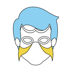 color silhouette with faceless man superhero with blue hair and mask vector illustration