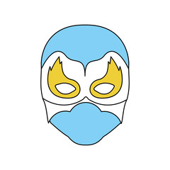 blue silhouette with face of man superhero masked vector illustration