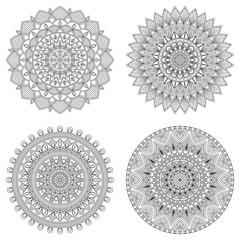 Set of floral mandalas, vector illustration