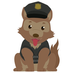 Vector Illustration of a Police Dog wearing a Police Cap