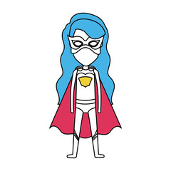 color silhouette with standing girl superhero with long wavy hair vector illustration