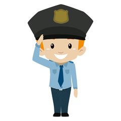 Vector Illustration of Policeman Boy Hand Salute