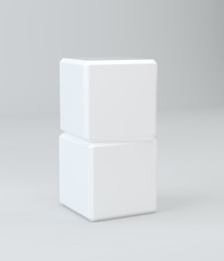 Obraz premium Two white cubes isolated on background. 3d rendering.
