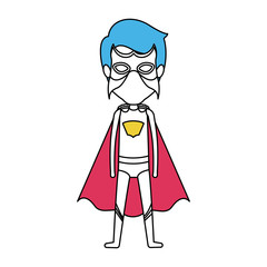 color silhouette with standing male superhero and masked vector illustration