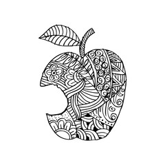 Apple. Hand Drawn Decorative Fruit. 