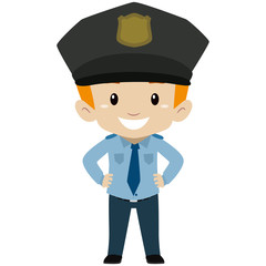 Vector Illustration of Policeman Kid Boy Standing