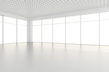 Empty white room interior office. 3d rendering.