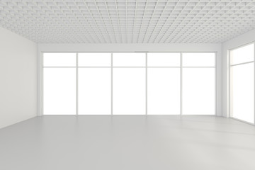Empty white room interior office. 3d rendering.