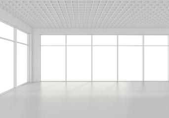 Empty white room interior office. 3d rendering.