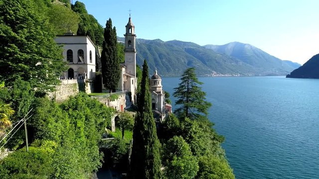 Aerial 4K - Brienno - Lago di Como (IT) - Chiesa della Madonna 