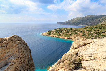 Fototapeta na wymiar Idyllic Mediterranean sea with cliff in Datca during summer
