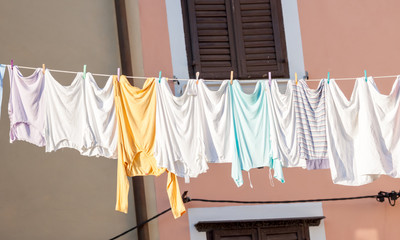 laundry drying outside in the town