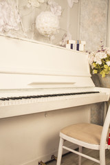 piano, keyboard piano, side view of instrument musical tool.