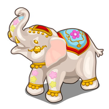 Figurine of Indian white elephant. Vector isolated