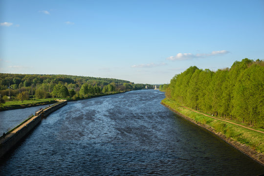 Moscow River channel in Iksha, Moscow Region, Russia