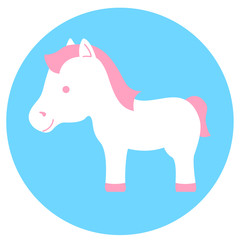 Children's illustration of the contours of horses and an example of their simple coloring in two colors