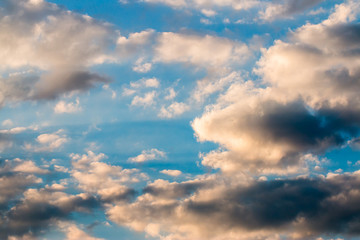 colorful dramatic sky with cloud at sunset