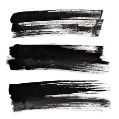 Set of black ink brush strokes