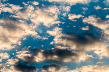 colorful dramatic sky with cloud at sunset